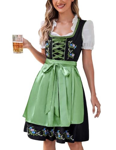 Oktoberfest Kostüme für Damen Traditionelles Bayerisches Dirndl Kleid Outfit Olivgrün M von SCARLET DARKNESS