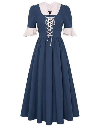 Pioneer Kostüme für Damen, 1800er-Jahre-Kleid, Picknick, Prärie, Kolonialkleider, Marineblau, Größe M von SCARLET DARKNESS