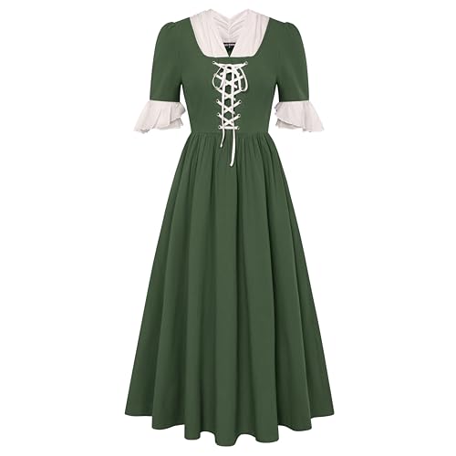 SCARLET DARKNESS Colonial Dress Damen Pioneer Prairie Kleid Bürgerkriegskleid mit Taschen, Olivgrün, M SCARLET DARKNESS Colonial Dress Damen Pioneer Prairie Kleid Bürgerkriegskleid mit Taschen, Olivgrün, M von SCARLET DARKNESS