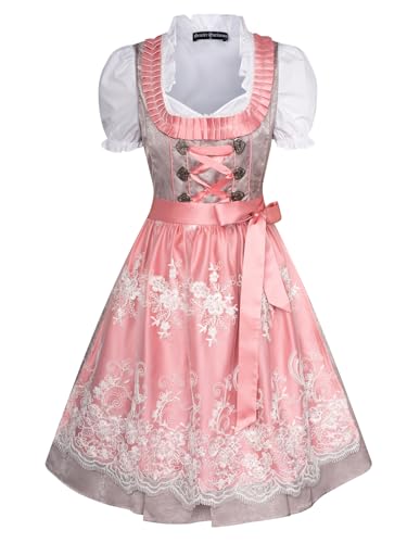 Scarlet Darkness Damen 3 Pcs Deutsches Dirndl Kleid Kostüme für Bayerisches Oktoberfest Karneval Grau 2XL von SCARLET DARKNESS