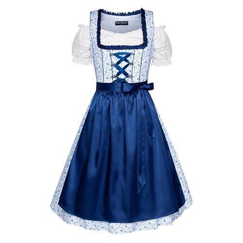 Scarlet Darkness Deutsches Dirndl-Kostüm für Damen, traditionelles Oktoberfestkleid, Dunkelblau, Größe L von SCARLET DARKNESS