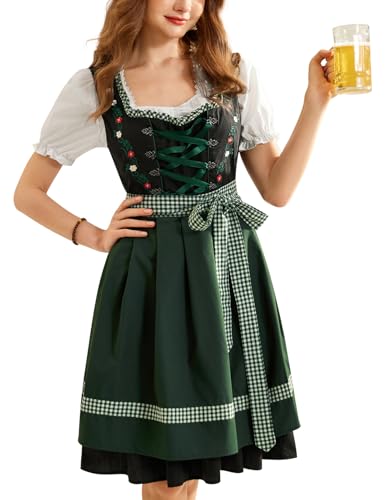 Scarlet Darkness Dirndlkleider Damen Traditionelle Deutsche Oktoberfest Kostüme Damen Authentisches Dirndl Grün XXL von SCARLET DARKNESS