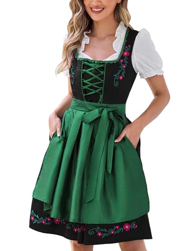 Scarlet Darkness Oktoberfest Kostüm Damen Authentisch Oktober Festival Kostüm Dirndl Kleid Grün L von SCARLET DARKNESS