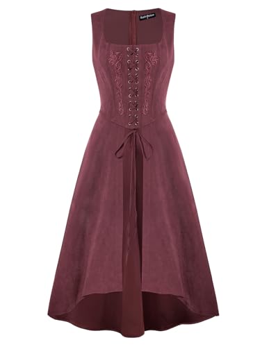 Scarlet Darkness Renaissance-Kleid für Damen, Pirat, Halloween, Hexe, Cosplay, Überkleid mit Taschen, Wein, XL Scarlet Darkness Renaissance-Kleid für Damen, Pirat, Halloween, Hexe, Cosplay, Überkleid mit Taschen, Wein, XL von SCARLET DARKNESS