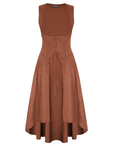 Scarlet Darkness Renaissance-Kostüm für Damen, Unterbrust-Kostüm, Piraten-Bauernkleid, mit Taschen, Rost, S Scarlet Darkness Renaissance-Kostüm für Damen, Unterbrust-Kostüm, Piraten-Bauernkleid, mit Taschen, Rost, S von SCARLET DARKNESS