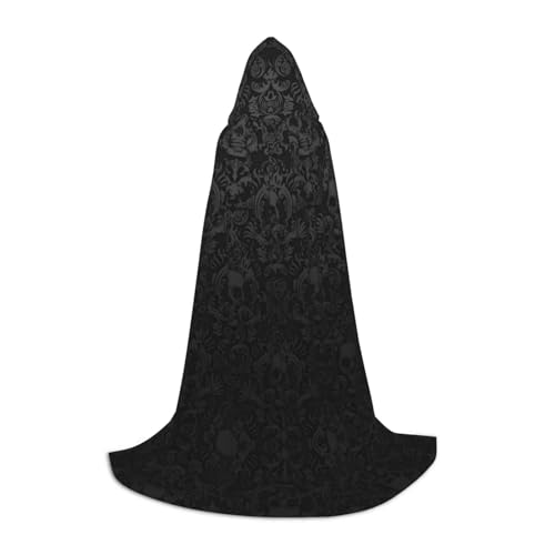 Gothic-Tapete, Totenkopf-Umhang, Unisex, Umhang mit Kapuze, Halloween-Umhang, Hexenumhang, Cosplay-Kostüm für Jugendliche von SCAUA