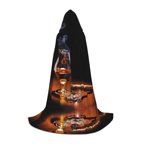 SCAUA Cigar and Whiskey Hooded Cloak, Unisex Cloak With Hood Halloween Cloak Witch Cape Cosplay Costume For Teens von SCAUA