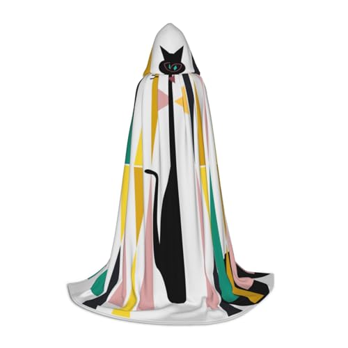 SCAUA Mid-Century Modern Art Cat Hooded Cloak, Unisex Cloak With Hood Halloween Cloak Witch Cape Cosplay Costume For Teens von SCAUA