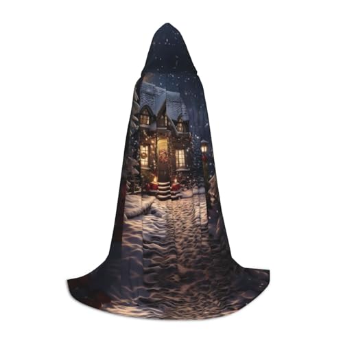 SCAUA Winter Weihnachten Schnee Nacht Kapuzenumhang Unisex Umhang mit Kapuze Halloween Umhang Hexenumhang Cosplay Kostüm für Jugendliche von SCAUA