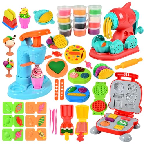 SCBOY 51 Stück Knete Zubehör Set für Kinder DIY Knete Knetwerkzeug Eismaschine Nudelmaschine Burgermaschine Clay Accessories Kneading Spielzeug Geschenk Mädchen & Junge 3-12 Jahre von SCBOY