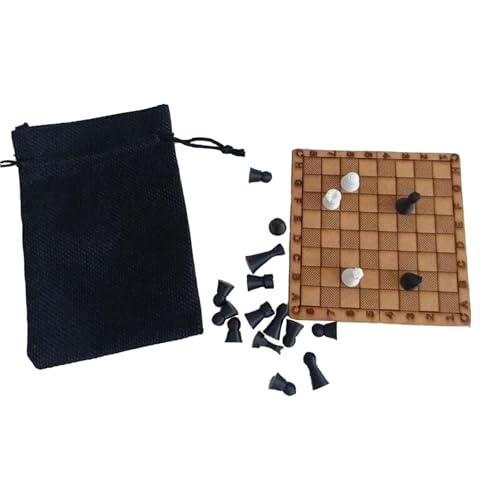 Mini-Klappschachspiel aus Holz, kleines Mini-Taschenschachspiel, faltbares Brett mit eleganter Aufbewahrung, Mini-Schachspiel, tragbares kleines faltbares Schachbrett von SCDOA