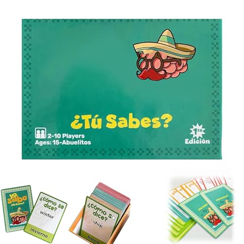 SCDOA Familienfreundliches zweisprachiges Kartenspiel, Kartenspiel, lustige Herausforderungen, Wissenswertes, Spaß beim Spanischlernen, familienfreundliche zweisprachige Karte(1pc) von SCDOA