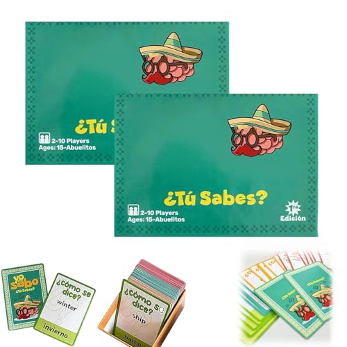 SCDOA Familienfreundliches zweisprachiges Kartenspiel, Kartenspiel, lustige Herausforderungen, Wissenswertes, Spaß beim Spanischlernen, familienfreundliche zweisprachige Karte(2pcs) von SCDOA