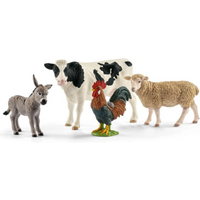 SCHLEICH 42385 Farm World Starter-Set Kuh, Schaf, Esel, Hahn von SCHLEICH® FARM WORLD