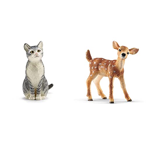 SCHLEICH 13771 - Katze - sitzend & 14820 - Weißwedelkalb SCHLEICH 13771 - Katze - sitzend & 14820 - Weißwedelkalb von SCHLEICH