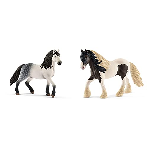 SCHLEICH 13821 - Andalusier Hengst & 13831 Farm World Spielfigur - Tinker Hengst, Spielzeug ab 3 Jahren von SCHLEICH