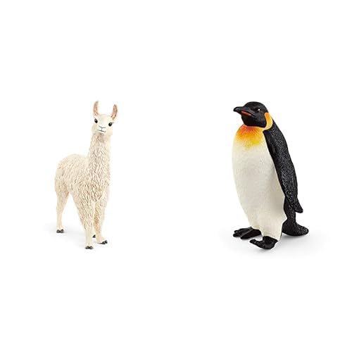 SCHLEICH 13920 Lama, für Kinder ab 3+ Jahren, FARM WORLD - Spielfigur & 14841 Pinguin, für Kinder ab 3+ Jahren, WILD LIFE - Spielfigur von SCHLEICH