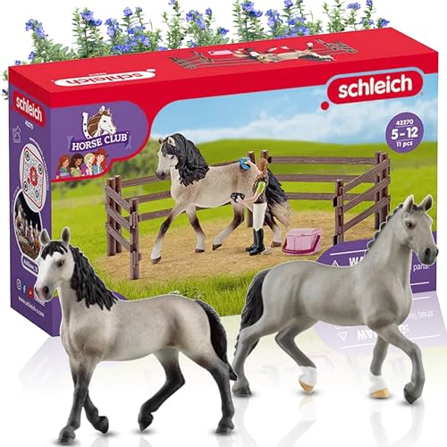 SCHLEICH 13955 Cheval de Selle Français Stute 13956 Cheval de Selle Français Hengst 42270 Pferdepflegeset Andalusier – das perfekte Set für alle Pferdeliebhaber! von SCHLEICH