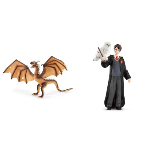 SCHLEICH 13989 Ungarischer Hornschwanz, ab 6 Jahren, Harry Potter - Spielfigur, 25,5 x 40 x 19,5 cm & 42633 Harry Potter & Hedwig, ab 6 Jahren, Harry Potter - Spielfigur, 4 x 2,5 x 10 cm von SCHLEICH