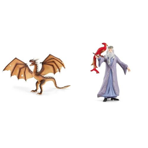 SCHLEICH 13989 Ungarischer Hornschwanz, ab 6 Jahren, WIZARDING WORLD - Spielfigur, 25,5 x 40 x 19,5 cm & 42637 Dumbledore & Fawkes, ab 6 Jahren, WIZARDING WORLD - Spielfigur, 11 x 4 x 12 cm von SCHLEICH