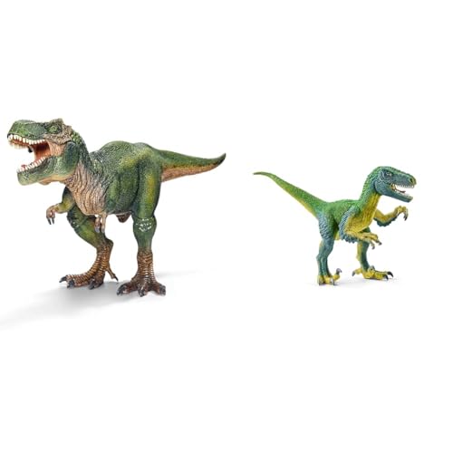 SCHLEICH 14525 Tyrannosaurus Rex, für Kinder ab 5-12 Jahren, Dinosaurs - Spielfigur & 14585 Velociraptor, für Kinder ab 5-12 Jahren, Dinosaurs - Spielfigur von SCHLEICH