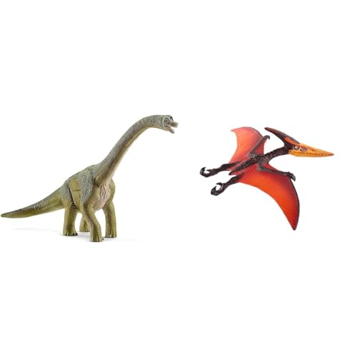 SCHLEICH 14581 Dinosaurs Brachiosaurus, Dinosaurier Figur & Dinosaurs 15008 Realistische Pteranodon Dino Figur mit Beweglichem Flügeln von SCHLEICH