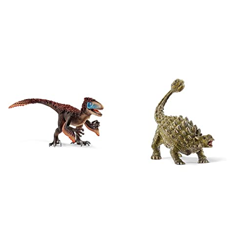 SCHLEICH 14582 Dinosaurs Spielfigur - Utahraptor, Spielzeug ab 4 Jahren & 15023 Dinosaurs Spielfigur - Ankylosaurus, Spielzeug ab 4 Jahren von SCHLEICH