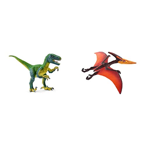 SCHLEICH 14585 Velociraptor, Multicolor, 18 x 6.3 x 10.3 cm & 15008 Pteranodon, für Kinder ab 5-12 Jahren, Dinosaurs - Spielfigur von SCHLEICH