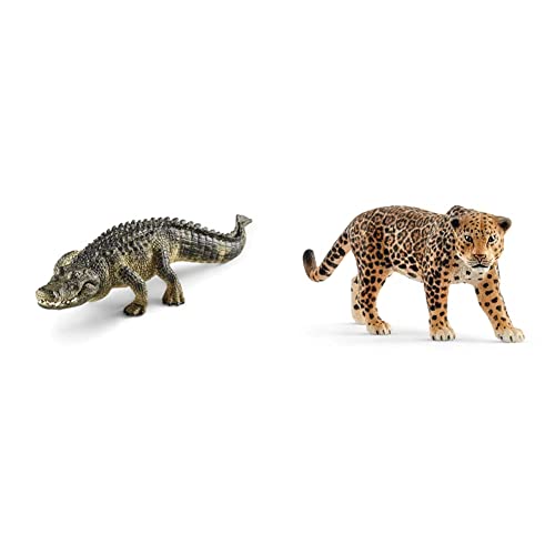 SCHLEICH 14727 Alligator, für Kinder ab 3+ Jahren, WILD LIFE - Spielfigur & 14769 Jaguar, für Kinder ab 3+ Jahren, WILD LIFE - Spielfigur von SCHLEICH