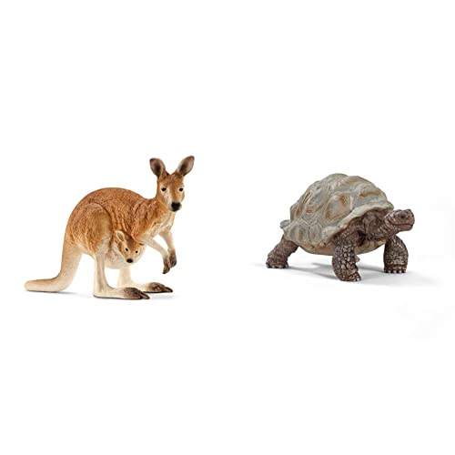 SCHLEICH 14756 - Känguru & 14824 B07Y2SZN8Y Riesenschildkröte Wild Life von SCHLEICH