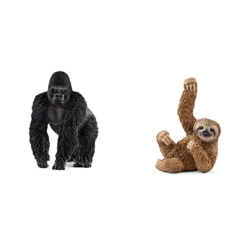 SCHLEICH 14770 Gorilla Männchen, für Kinder ab 3+ Jahren, WILD Life - Spielfigur & 14793 Faultier, für Kinder ab 3+ Jahren, WILD Life - Spielfigur von SCHLEICH