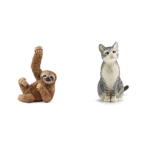 SCHLEICH 14793 - Faultier & 13771 - Katze - sitzend von SCHLEICH