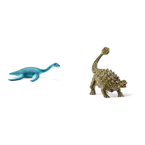 SCHLEICH 15016 Plesiosaurus Spielfigur, Mehrfarbig & 15023 Dinosaurs Spielfigur - Ankylosaurus, Spielzeug ab 4 Jahren von SCHLEICH