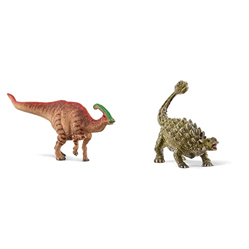 SCHLEICH 15030 Spielfigur -Parasaurolophus Dinosaurs, Mehrfarbig & 15023 DINOSAURS Spielfigur - Ankylosaurus, Spielzeug ab 4 Jahren von SCHLEICH