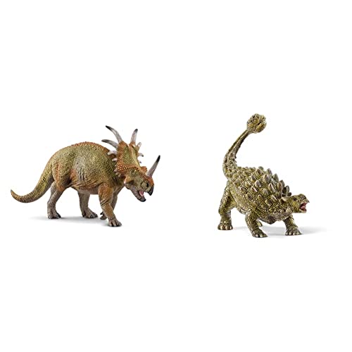 SCHLEICH 15033 Spielfigur -Styracosaurus Dinosaurs, Mehrfarbig & 15023 Dinosaurs Spielfigur - Ankylosaurus, Spielzeug ab 4 Jahren von SCHLEICH