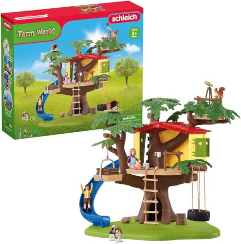 schleich 42408 FARM WORLD Abenteuer Baumhaus, 60 Teile Spielset mit Reifenschaukel, 2 Kinderfiguren und 4 Tierfiguren, Spielzeug für Kinder ab 3 Jahren von SCHLEICH