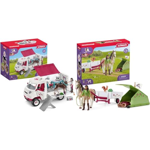 SCHLEICH 42439 Horse Club Mobile Tierärztin mit Hannoveraner Fohlen & 42533 Horse Club Sarahs Campingausflug, 23 Teile Spielset Pferde Figur von SCHLEICH