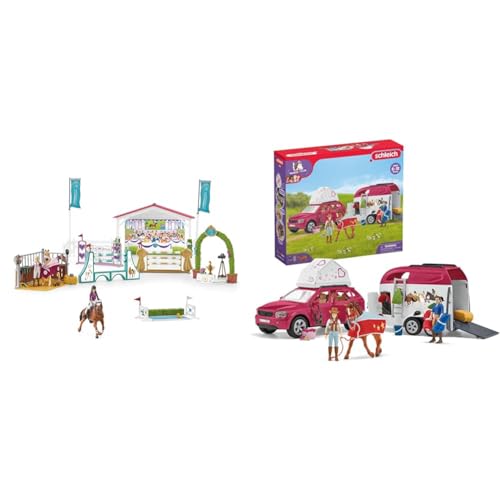 SCHLEICH 42440 Freundschaftsturnier, für Kinder ab 5-12 Jahren, Horse Club - Spielset & 42535 Horse Club Abenteuer mit Auto und Pferdeanhänger von SCHLEICH