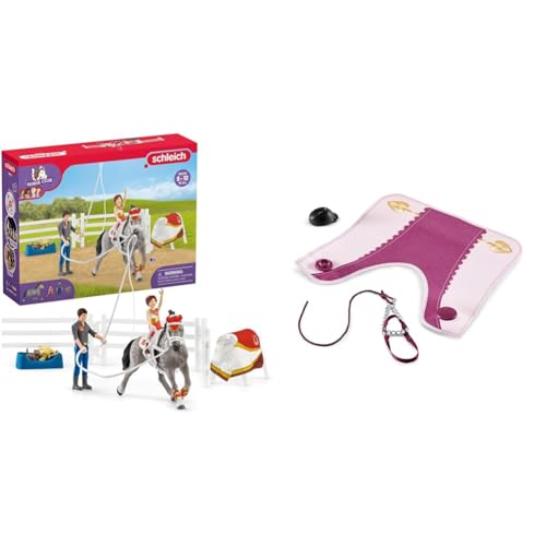 SCHLEICH 42443 Horse Club Mias Voltigier-Reitset & 42460 Decke & Halfter Horse Club Sofia & Blossom, für Kinder ab 5-12 Jahren, Horse Club - Zubehör von SCHLEICH