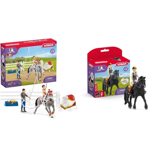 SCHLEICH 42443 Horse Club Mias Voltigier-Reitset & 42640 Horse Club Tori & Princess, ab 5 Jahren, Horse Club - Spielset, 11 Teile von SCHLEICH