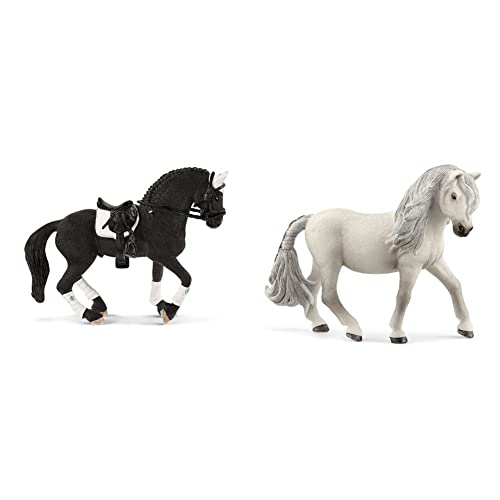 SCHLEICH 42457 Friese Hengst Reitturnier, für Kinder ab 5-12 Jahren, Horse Club - Spielset & 13942 Islandpony Stute, für Kinder ab 5-12 Jahren, Horse Club - Spielfigur von SCHLEICH