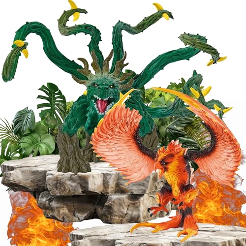 SCHLEICH 42511 Feuer Adler 70144 Dschungel Ungeheuer – Mächtige Kreaturen für spannende Abenteuer! von SCHLEICH