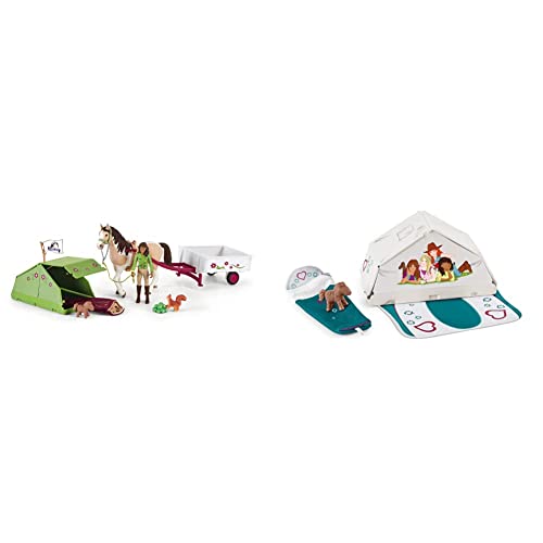 SCHLEICH 42533 Spielset - Horse Club Sarahs Campingausflug (Horse Club), Mix & 42537 Accessory - Accessoires Camping (Horse Club), Mix von SCHLEICH