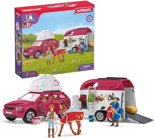 schleich HORSE CLUB | Abenteuer mit Auto und Pferdeanhänger 42535 | mit Hannah, Papa, Pferd und Zubehör | Geschenk für Mädchen und Jungen | Pferde Spielzeug für Kinder ab 5 Jahren | Set aus 110 Teilen von SCHLEICH