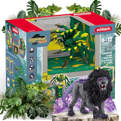 SCHLEICH 42555 Schattenlöwe 42678 BattleCave Dschungeltarantel – EIN packendes Abenteuer im Dschungel mit den magischen Kreaturen und der geheimen BattleCave von SCHLEICH