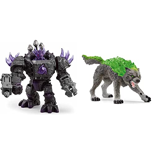 SCHLEICH 42557 Schatten Master-Roboter mit Mini Creature, für Kinder ab 7-12 Jahren, ELDRADOR Creatures - Spielset & 70153 Granitwolf, für Kinder ab 7-12 Jahren, ELDRADOR Creatures - Spielfigur von SCHLEICH