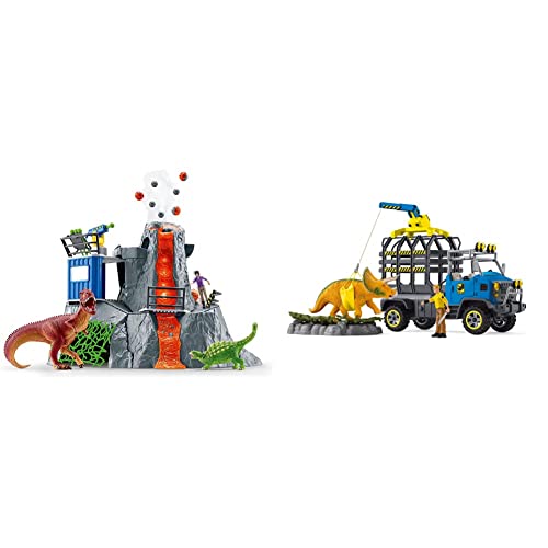 SCHLEICH 42564 Große Vulkan Expedition & 42565 Dinosaurier Truck Mission, für Kinder ab 5-12 Jahren, Dinosaurs - Spielset von SCHLEICH