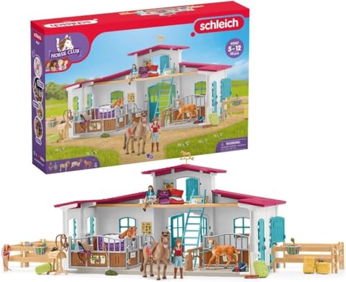 schleich 42567 HORSE CLUB Reiterhof, 115 Teile Pferdestall Spielset mit 3 x schleich Pferde Tierfiguren und vielem mehr, Spielzeug für Kinder ab 5 Jahren von SCHLEICH