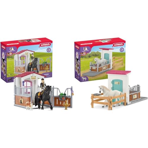 SCHLEICH 42569 HORSE Club Pferdebox mit HORSE Club Tori & Princess & 42569 HORSE Club Pferdebox, 21 Teile Spielset Pferde Figur und gemütlicher Pferdebox, Spielzeug für Kinder ab 5 Jahren von SCHLEICH