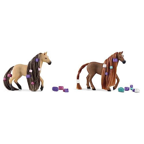 SCHLEICH 42580 Beauty Horse Andalusier Stute, für Kinder ab 4+ Jahren & 42582 Beauty Horse Englisch Vollblut Stute, für Kinder ab 4+ Jahren, Horse Club Sofia's Beauties - Spielset von SCHLEICH